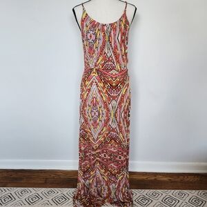 Felicity & Coco Maxi Dress Spaghetti Strap Red Pink Yellow Blk White Geometric
